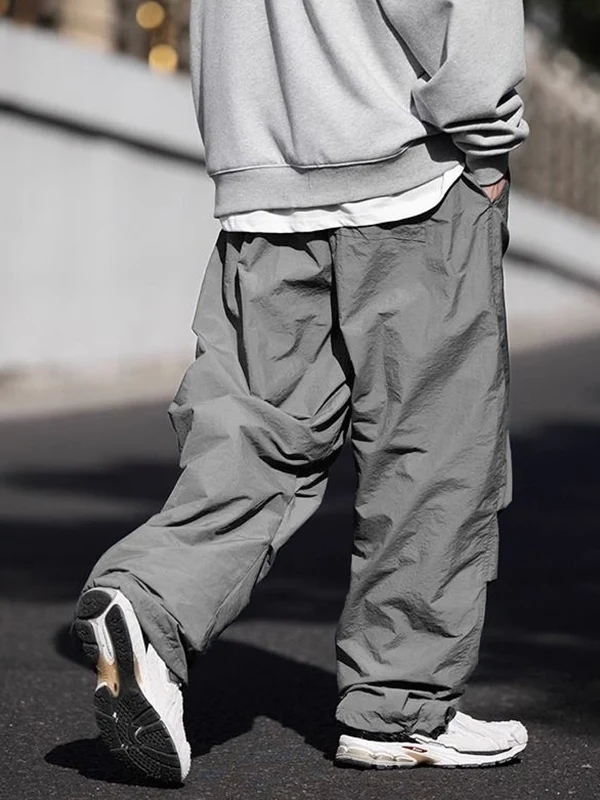 Men's Ruched Bound Feet Parachute Wide Leg Pants - Image 3