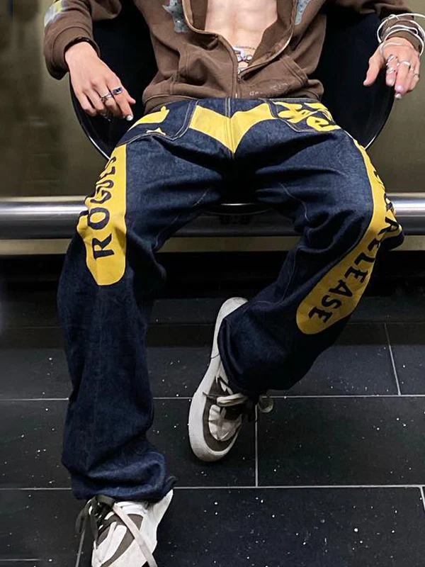 Men's Skull Letter Print Loose Jeans - Image 2