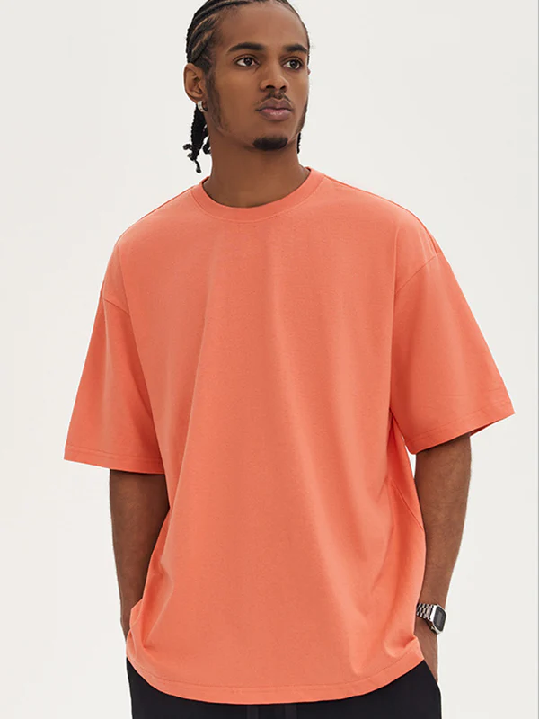 Men's Solid Color Oversized Short Sleeve Tee - Image 14