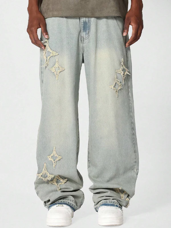 Men's Solid Colour Loose Jeans