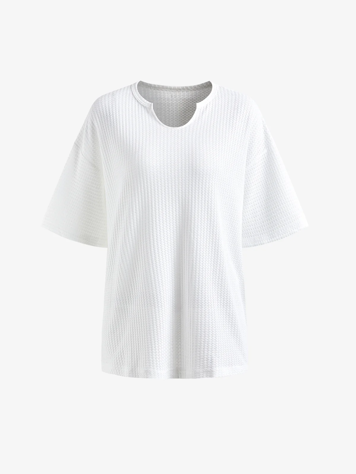 Men's Solid Mesh Notched Neck Short Sleeve Tee - Image 9
