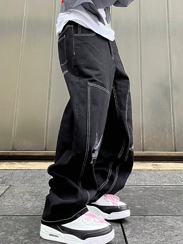 Men's Star Print Loose Jeans - Image 3