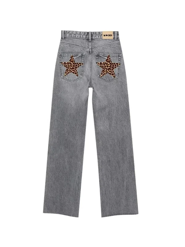 Men's Star Print Loose Jeans - Image 2