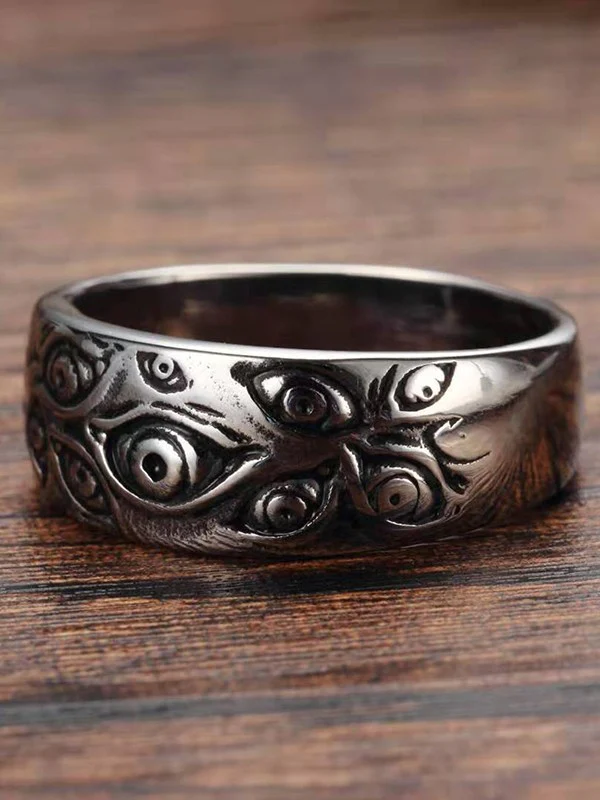 Men's Vintage Eye Pattern Ring - Image 12