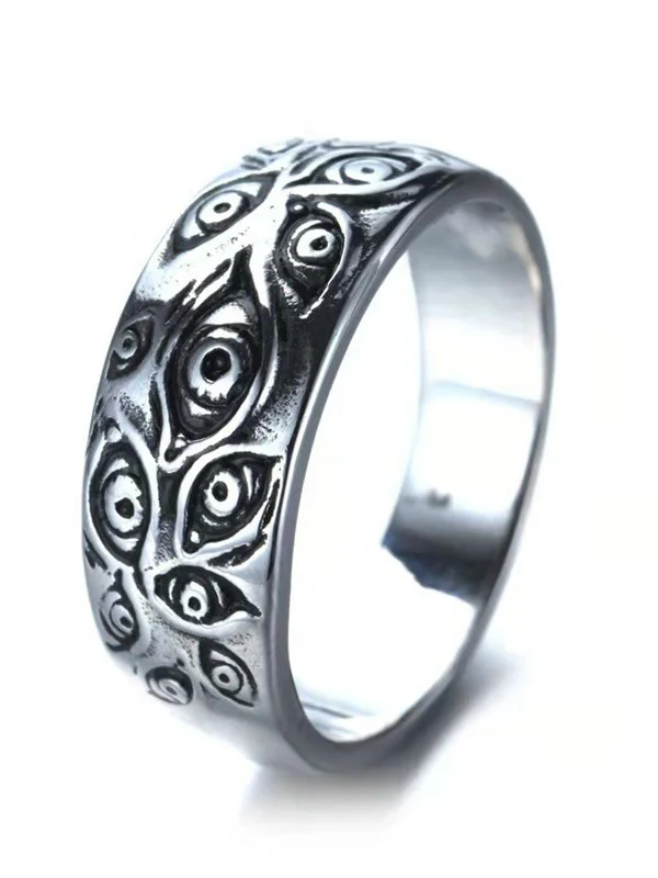 Men's Vintage Eye Pattern Ring - Image 7