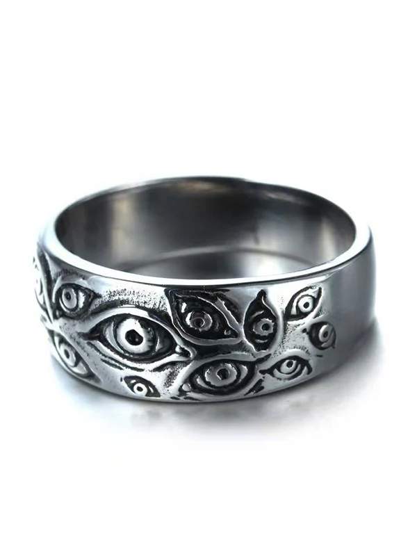 Men's Vintage Eye Pattern Ring - Image 8
