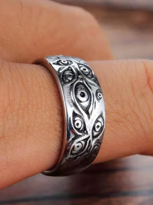 Men's Vintage Eye Pattern Ring - Image 9