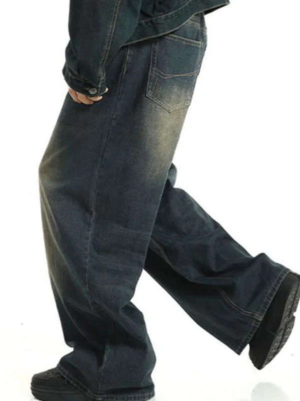 Men's Vintage Wash Distressed Loose Jeans - Image 2