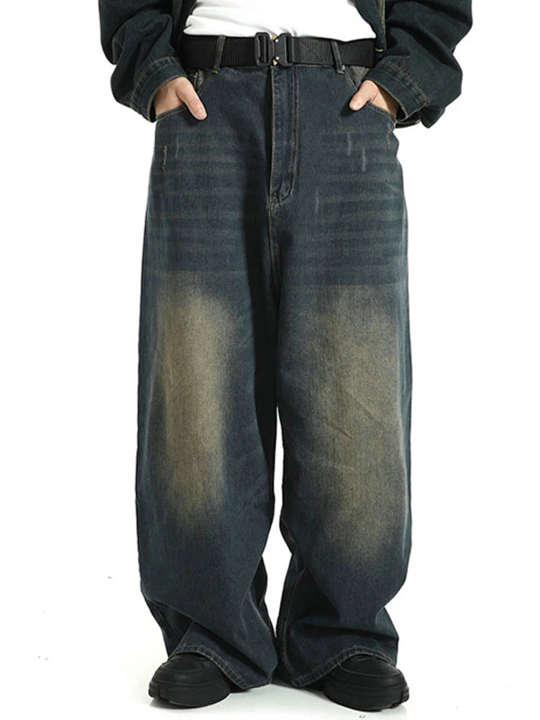 Men's Vintage Wash Distressed Loose Jeans - Image 3