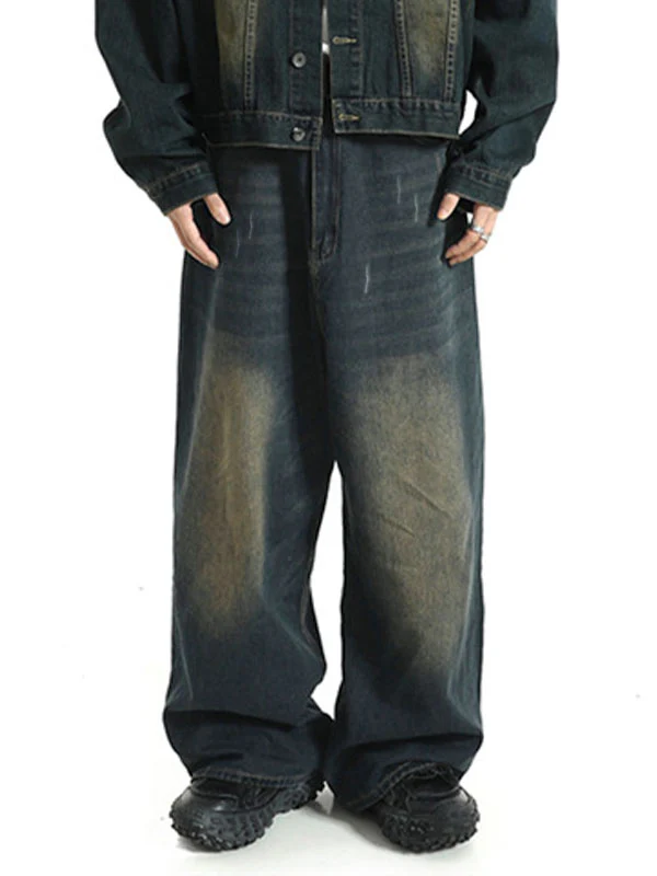 Men's Vintage Wash Distressed Loose Jeans - Image 4