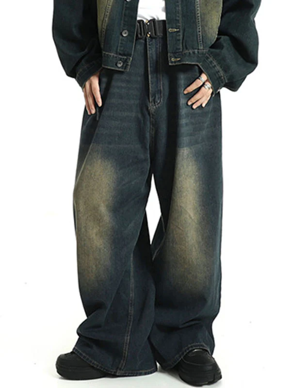 Men's Vintage Wash Distressed Loose Jeans - Image 5