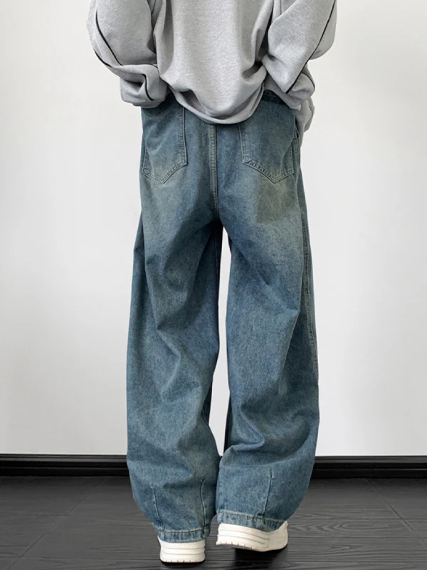 Men's Vintage Wash Drawstring Loose Jeans - Image 7
