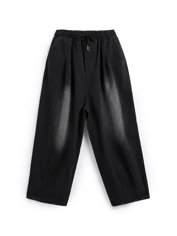Men's Vintage Wash Drawstring Loose Jeans - Image 9
