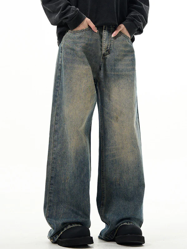 Men's Vintage Wash Loose Jeans - Image 2
