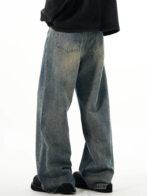 Men's Vintage Wash Loose Jeans - Image 4