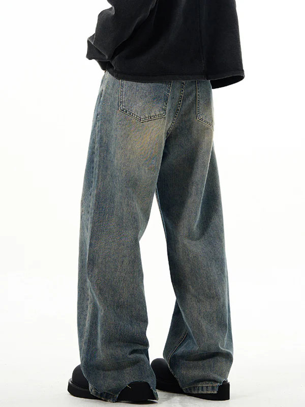 Men's Vintage Wash Loose Jeans - Image 5