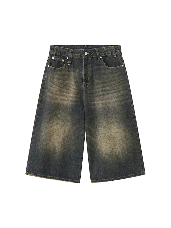 Men's Vintage Washed Denim Loose Shorts