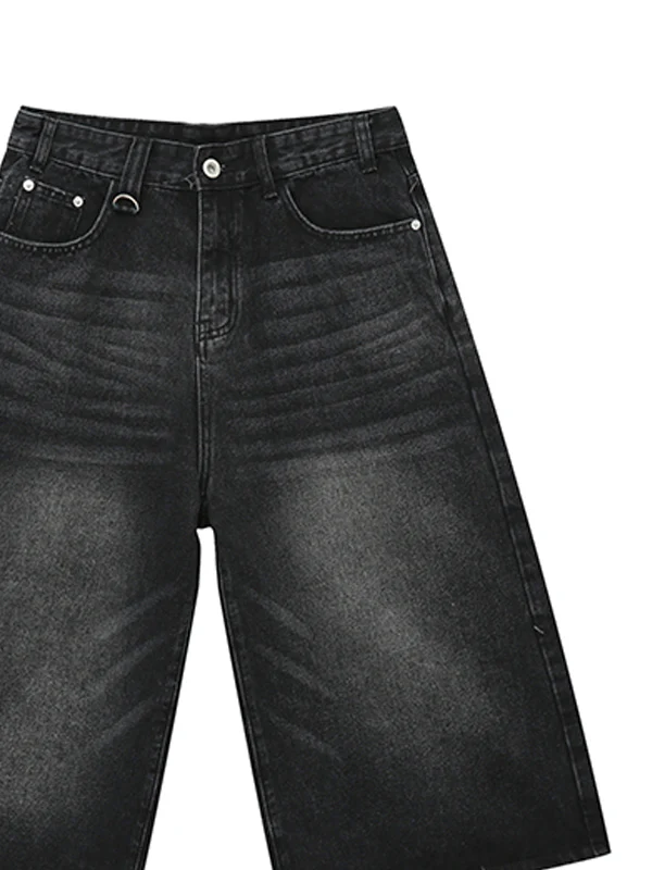 Men's Vintage Washed Denim Loose Shorts - Image 10