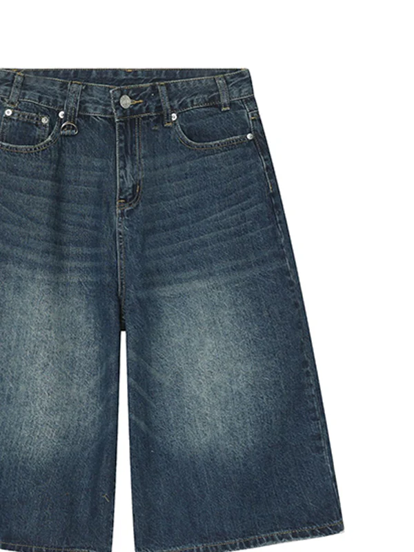 Men's Vintage Washed Denim Loose Shorts - Image 2