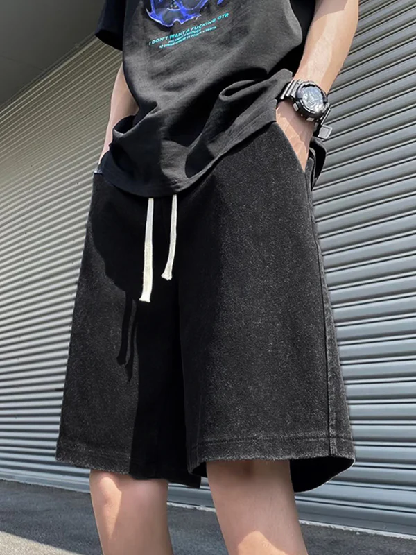 Men's Wash Distressed Drawstring Shorts - Image 2