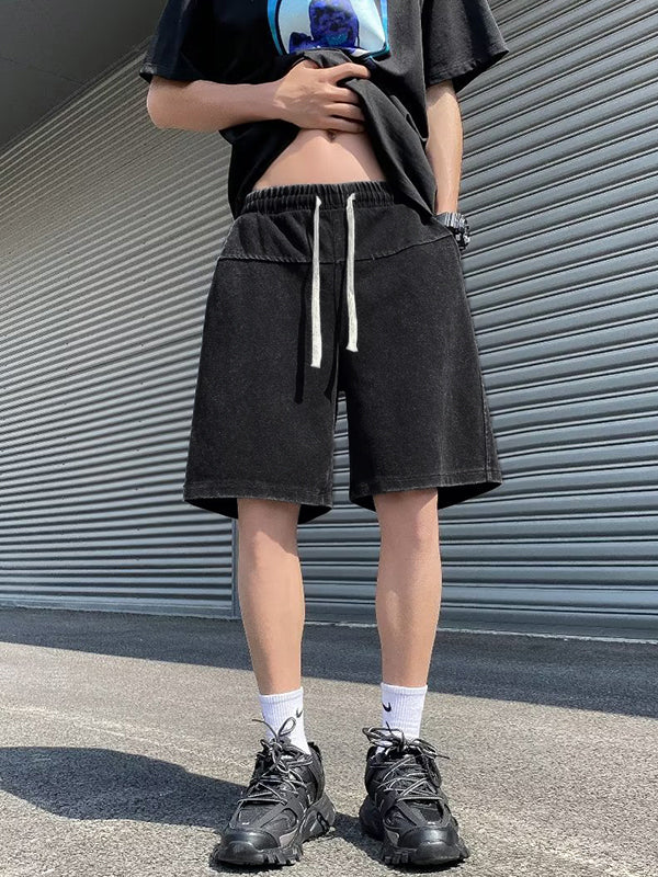 Men's Wash Distressed Drawstring Shorts - Image 3