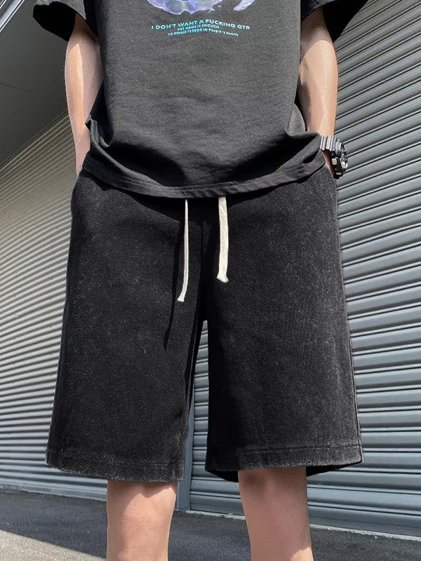 Men's Wash Distressed Drawstring Shorts - Image 4