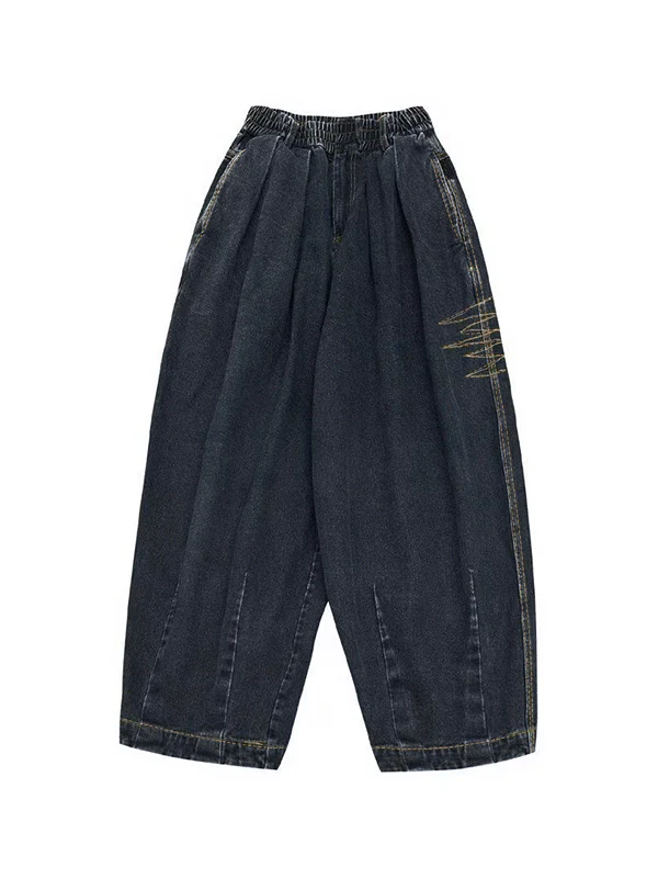Men's Washed Baggy Lantern Shape Wide Leg Pants - Image 7