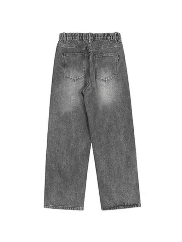 Men's Washed Crackle Print Loose Jeans - Image 6