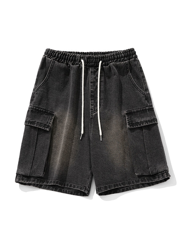 Men's Washed Distressed Denim Shorts - Image 12