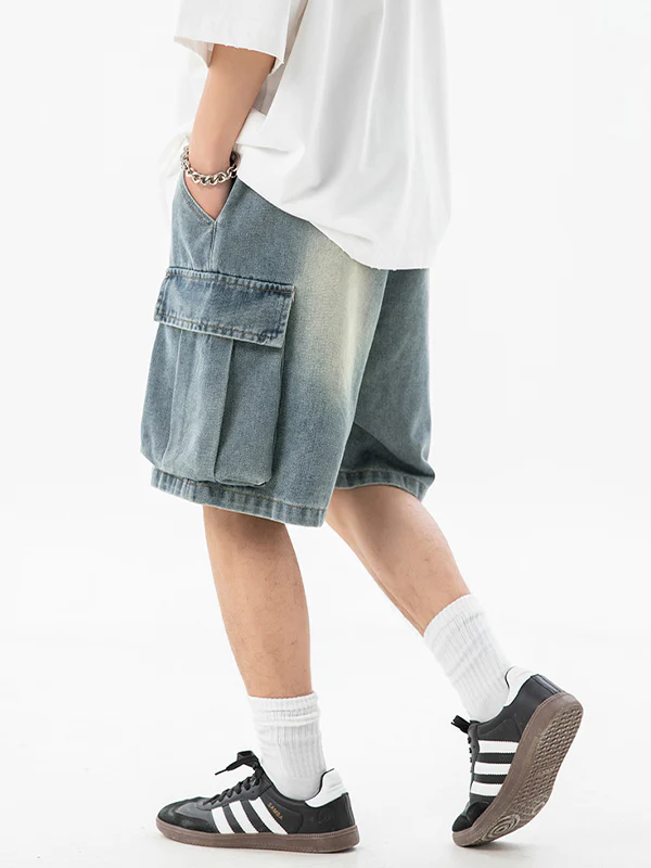 Men's Washed Distressed Denim Shorts - Image 2