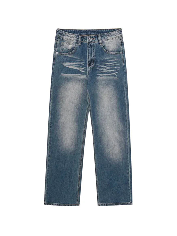 Men's Washed Mopping Loose Jeans
