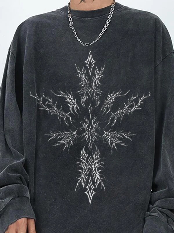 Men's Washed Oversized Long Sleeve Tee - Image 2
