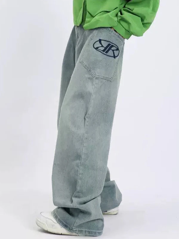 Men's Washed Print Baggy Loose Jeans - Image 3