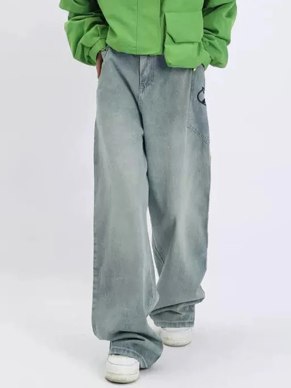 Men's Washed Print Baggy Loose Jeans - Image 4