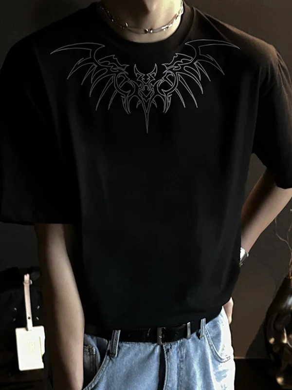 Men's Wing Print Oversized Short Sleeve Tee