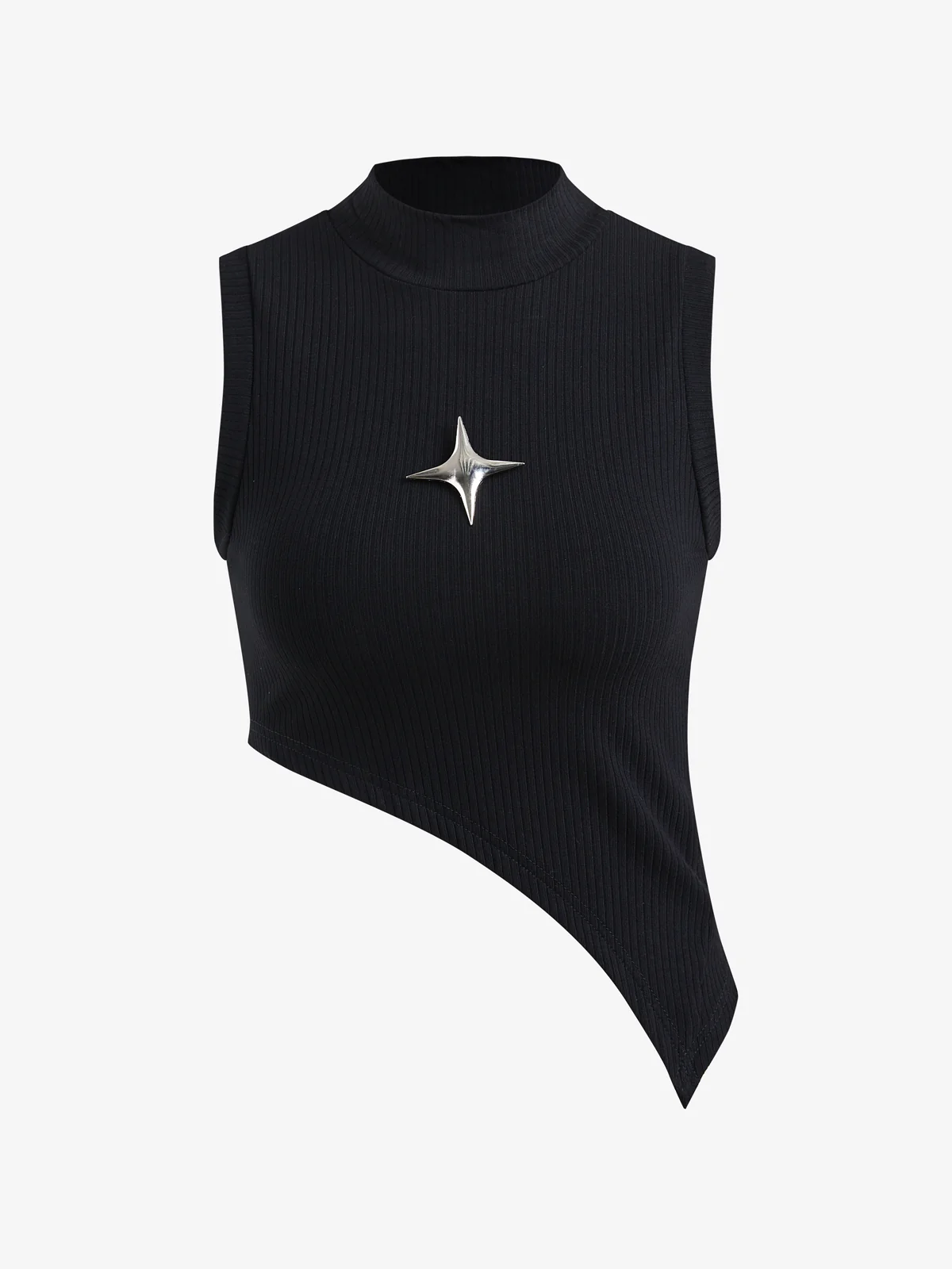 Metal Star Asymmetric Ribbed Tank Top - Image 4