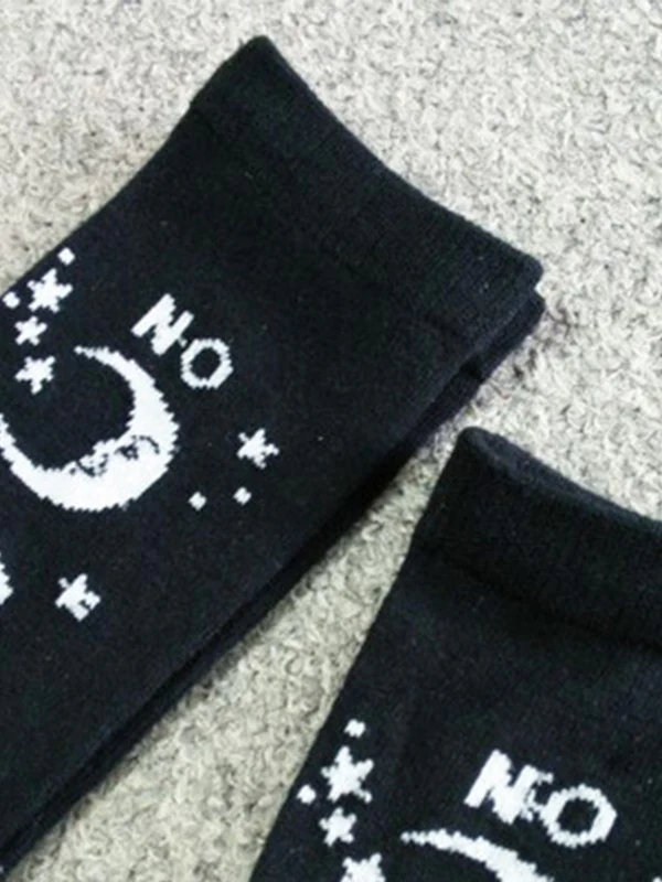 Mixed Pattern Black Long Socks - Image 2