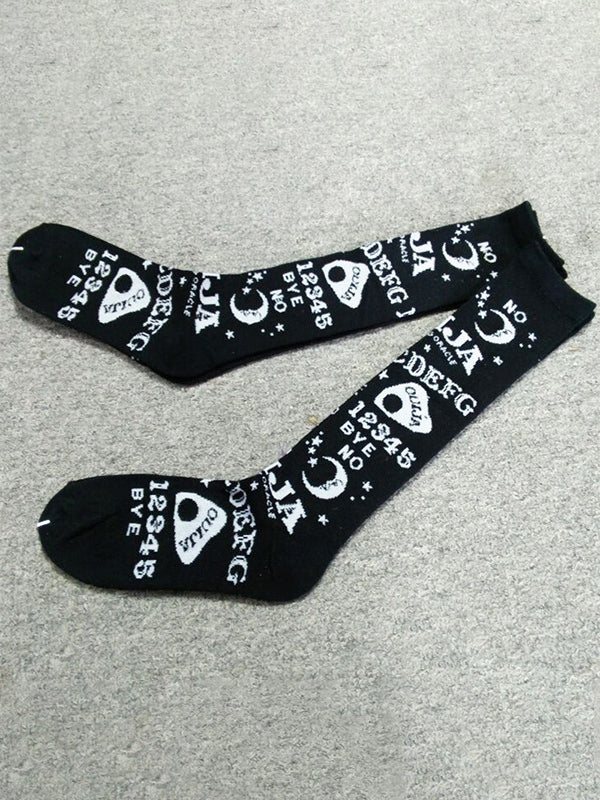 Mixed Pattern Black Long Socks - Image 3