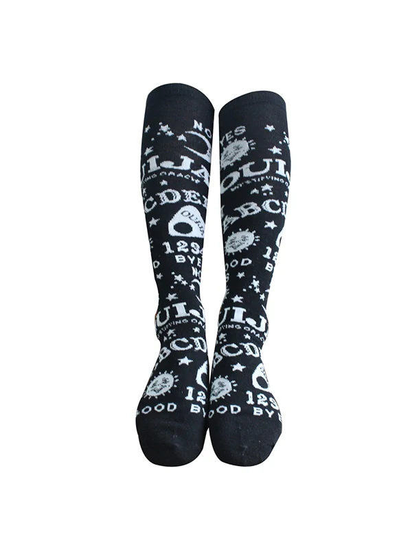 Mixed Pattern Black Long Socks - Image 4