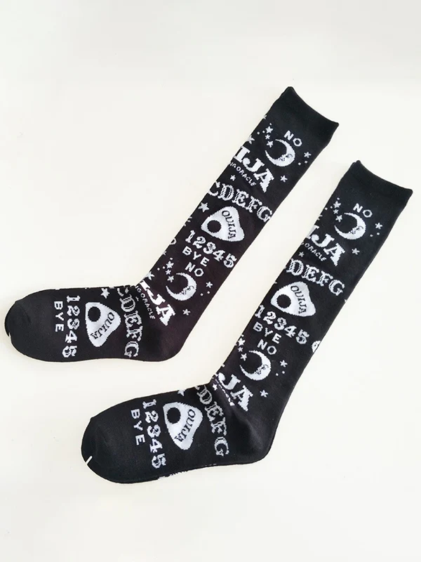 Mixed Pattern Black Long Socks - Image 5