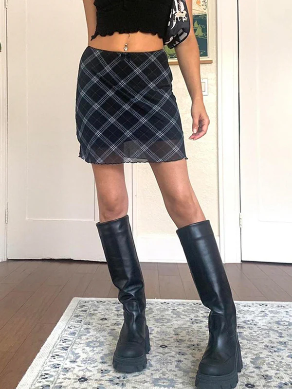 Mullein Lace Lattice Mesh Mini Skirt - Image 4