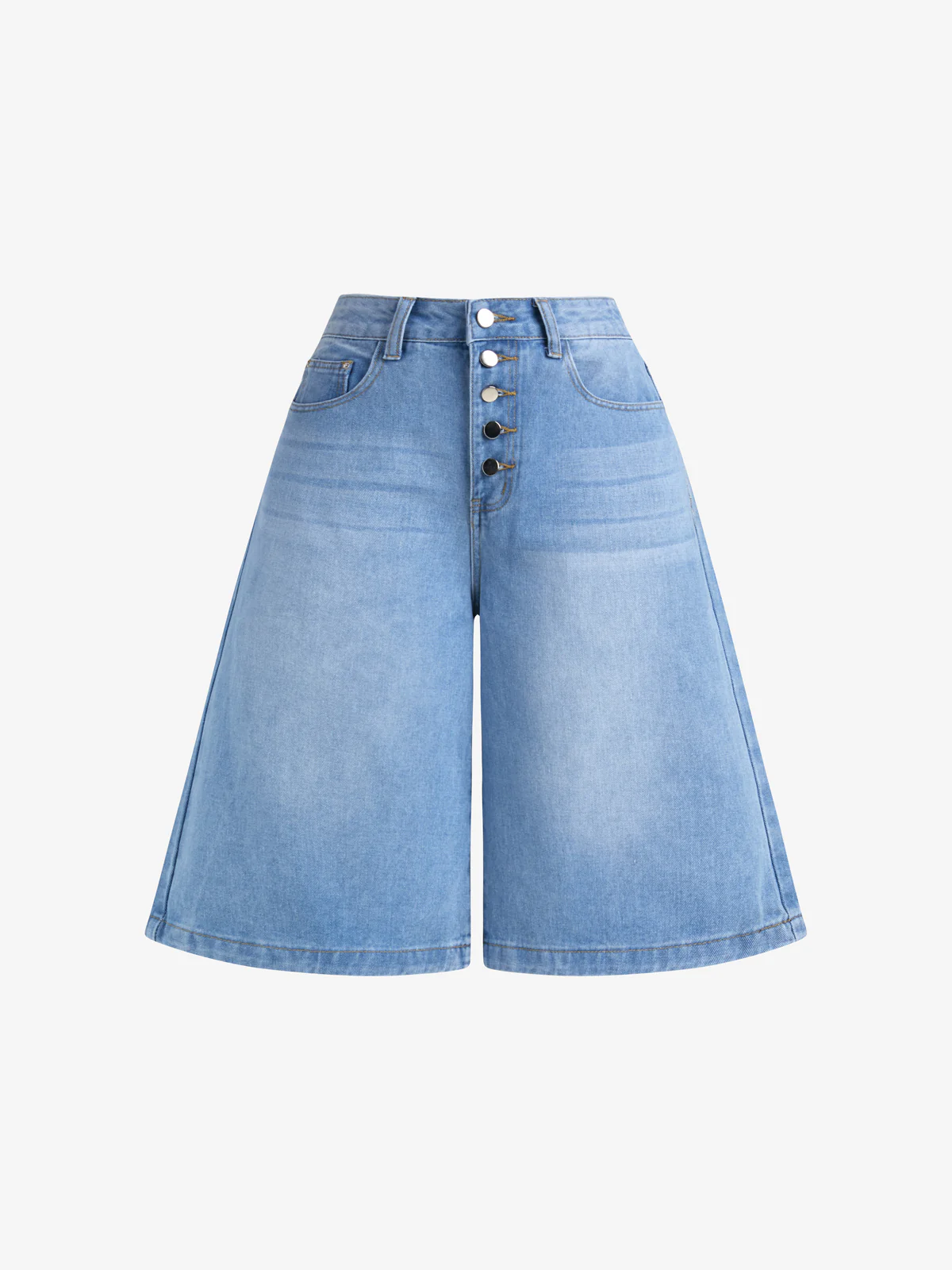 Multi-Breasted Denim Shorts