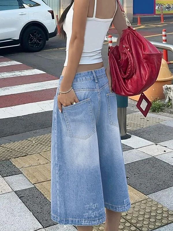 Multi-Breasted Denim Shorts - Image 4