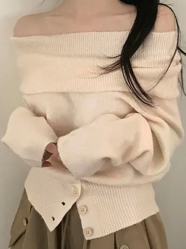 Off-The-Shoulder Loose Sweaters - Image 2