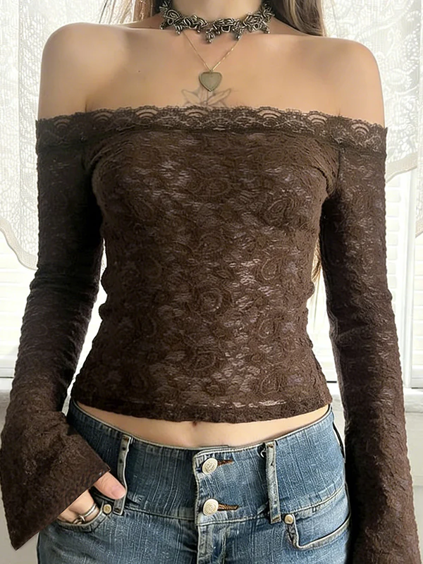 One-Shoulder Bell Sleeves Long Sleeve - Image 5