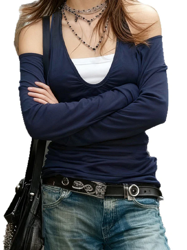 One-Shoulder Halter Neck Long Sleeve - Image 3