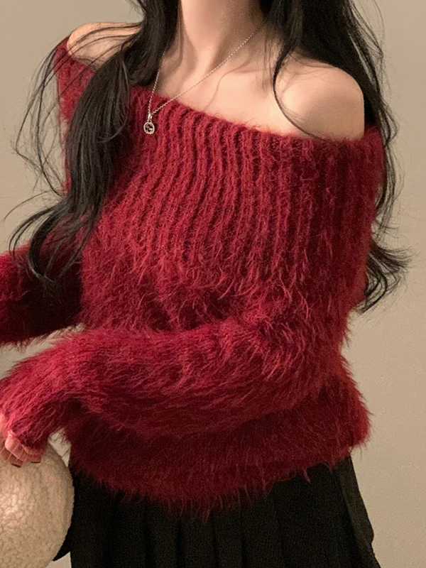One-Shoulder Pullover Sweaters - Image 2