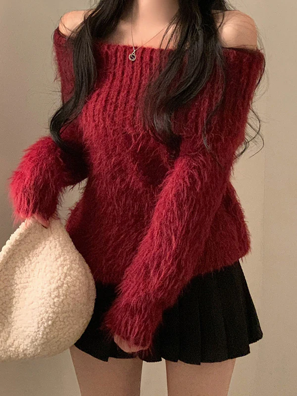 One-Shoulder Pullover Sweaters - Image 5