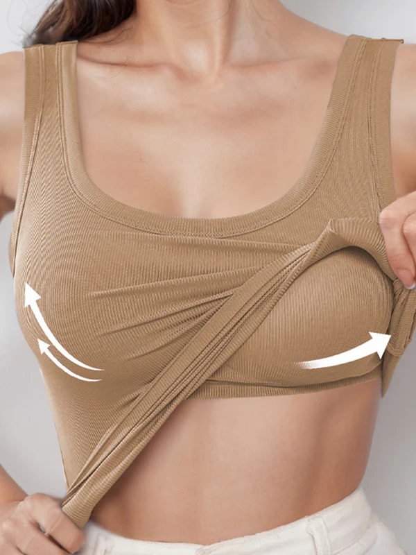 Padded Wide Shoulder Straps Tank Top - Image 3