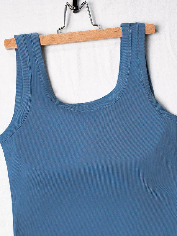 Padded Wide Shoulder Straps Tank Top - Image 6